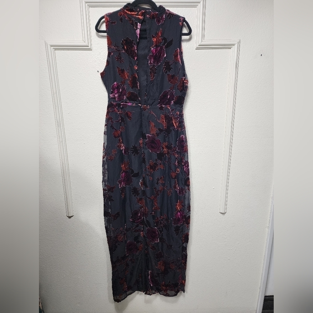 Lulus Composed Glamour Black Burnout Velvet Mock Neck Maxi Dress Wedding Party - Picture 8 of 9